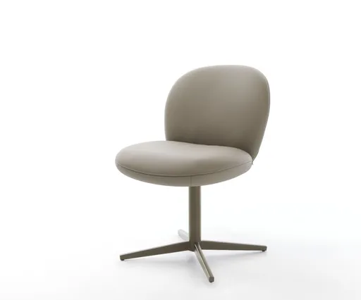 Jídelní židle Nube-Flex pravá kůže béžová podnož titanová 360°