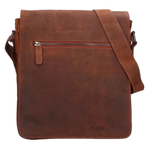 Pánská kožená taška přes rameno Greenwood Lowan - koňak