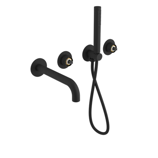 SAPHO ULTRAMIX tělo podomítkové vanové baterie s hubicí a ruční sprchou, 2 výstupy, černá mat UT093B-1