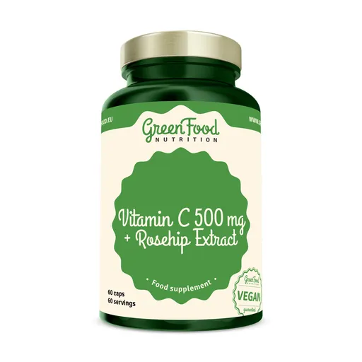 GreenFood Natural Vitamin C + Rosehip Extract 60 kapslí