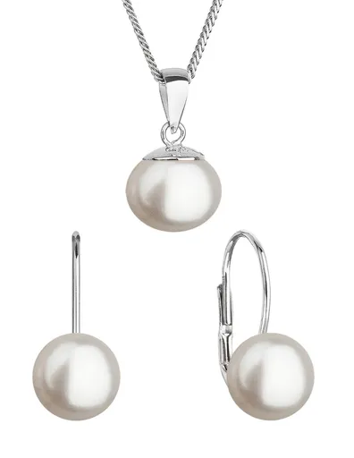 Evolution Group - Pavona Sada stříbrných šperků s pravými perlami 29081.1 (náušnice, řetízek, přívěsek)