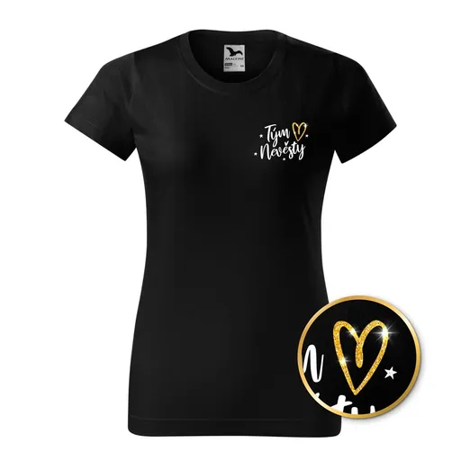 Bontis Tričko Tým nevěsty TŘPYTIVÉ SRDCE - Černá | L