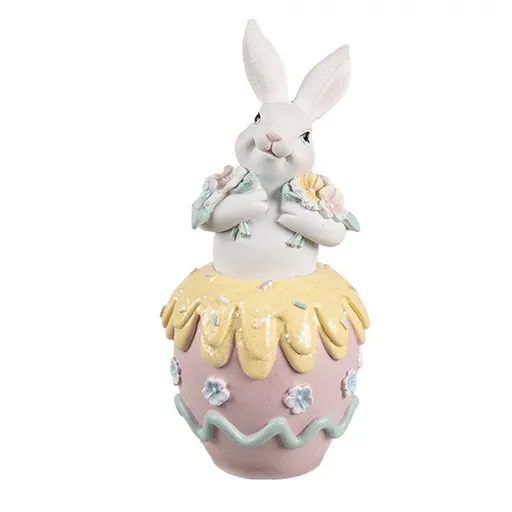 Jarní dekorace králíček s květy ve vajíčku - 7*8*16 cm 6PR5171