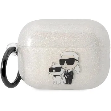Karl Lagerfeld 3D Logo NFT Karl and Choupette TPU Glitter Pouzdro pro Airpods Pro 2 White (KLAP2HNKCTGT)