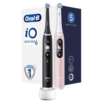 Oral B Elektrický zubní kartáček iO6 Series Duo Pack Black/Pink Sand Extra Handle 2 ks