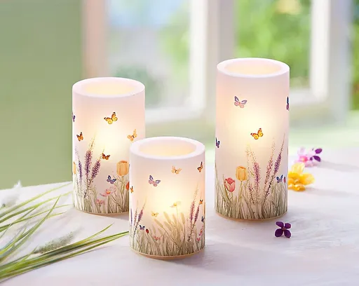 LED svíčky Letní tráva, sada 3 ks