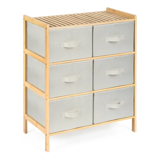 G21 Bambusový regál s košíky, 3 police, béžová, 3 patra