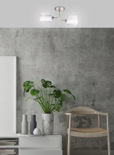 Dvojitá nástěnná lampa, saténový nikl, tkané stínidlo, 2x40W, Sax