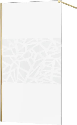 MEXEN/S KIOTO Sprchová zástěna WALK-IN 120x200 cm 8 mm, zlatá, bílý vzor 800-120-101-50-85