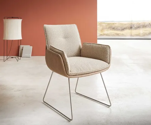 Jídelní židle Nela-Flex béžová sáně podnož nerezová ocel