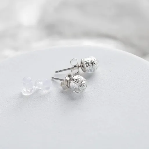 Lampglas Náušnice Moon Nude s ryzím stříbrem ENM4/AG/RHO-PU