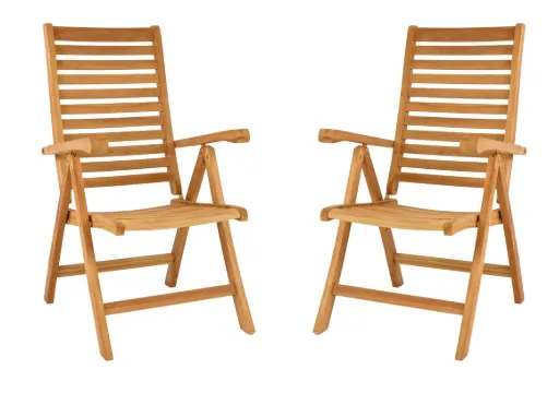 Skládací židle DIVERO, teakové dřevo, 2 kusy