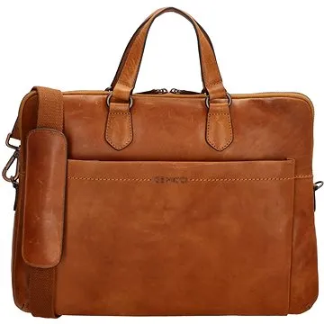 Sortland Kožená taška Leira na notebook 15,6" koňaková (DICKENS005)