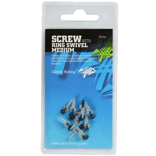 Giants Fishing Kolíček s obratlíkem a kroužkem Screw with Ring Swivel Medium 10ks,Giants Fishing Kolíček s obratlíkem a kroužkem Screw with Ring Swive