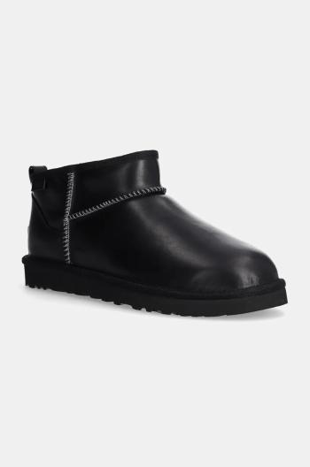 Kožené sněhule UGG Classic Ultra Mini Lthr Regen černá barva, 1158191-BLK