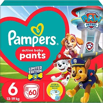 PAMPERS Active Baby Pants Paw Patrol vel. 6 (60 ks) (8006540863657)