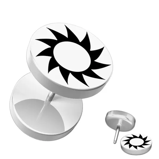 Fake piercing do ucha z akrylu - černé ozubené kolečko