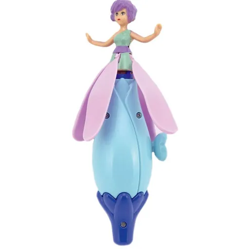 Teddies Vystřelovací víla panenka plast 17cm modrá fialové vlasy