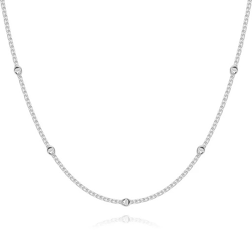 Stříbrný náhrdelník 925 - broušené korálky, tenká podlouhlá očka