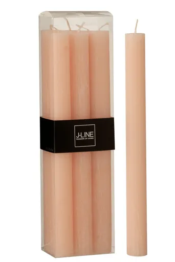 Box 6 broskvových  stolních svíček Peach -Ø  2 *24 cm/13h J-Line by Jolipa