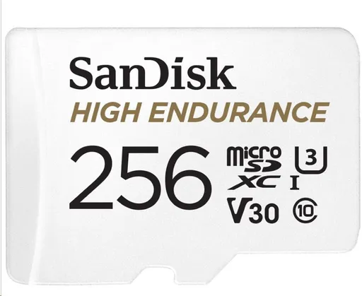 SanDisk MicroSDXC karta 256GB High Endurance (R:100/W:40 MB/s, Class 10, U3 V30) + adaptér