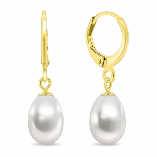 Brilio Silver Elegantní pozlacené náušnice s pravou perlou EA1199Y