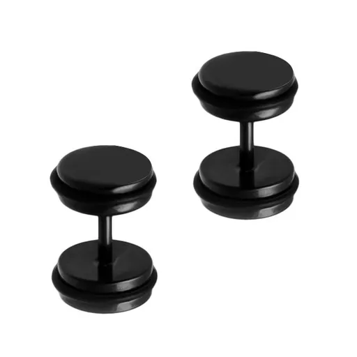 Falešný ocelový piercing do ucha - kulatý, černá barva