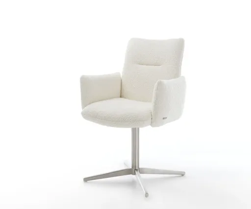 Jídelní židle Jova-Flex s područkami bouclé bílá podnož