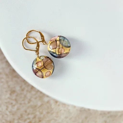 Lampglas Náušnice Art Nouveau s 24karátovým zlatem v perlách Lampglas EP48