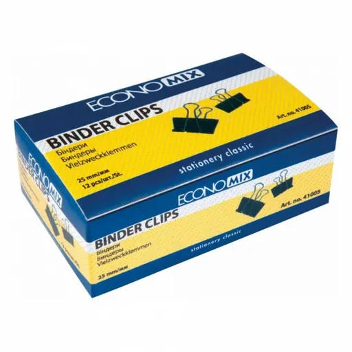 Kovový klip černý 25mm, balení 12ks