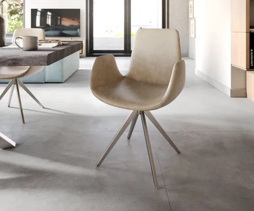 Jídelní židle Ilia-Flex s područkami mikrovlákno béžová vintage