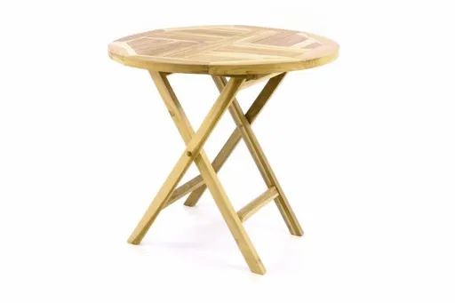 DIVERO 60388 Zahradní stůl sklopný z teakového dřeva -  Ø 80 cm