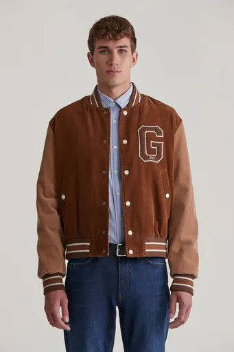 BUNDA GANT CORD VARSITY JACKET CACAO