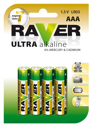 Baterie RAVER alkalická LR03 4ks