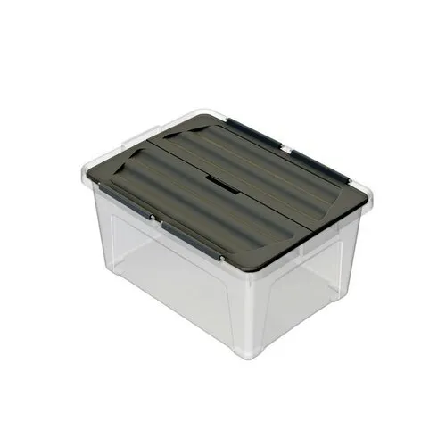 Multibox s připevněným víkem Eco 30 l, černé víko, 30 l