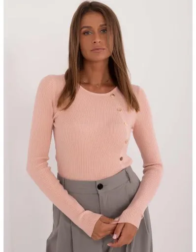 Dámský svetr s dlouhým rukávem světle růžový