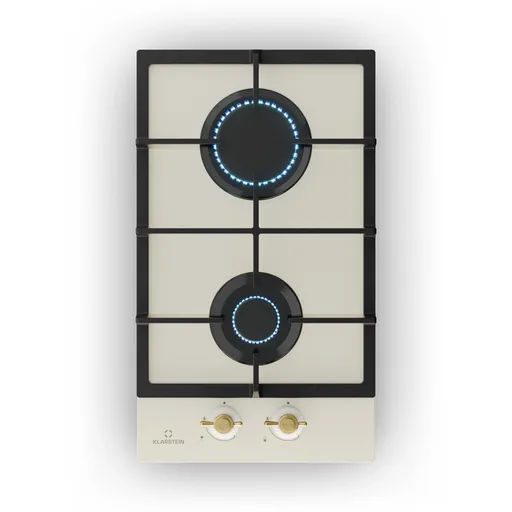 Klarstein Victoria Domino, plynová varná deska, 2 hořáky Sabaf, sklokeramická deska, retro design