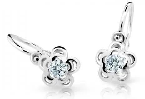 Cutie Diamonds Hravé dětské náušnice z bílého zlata Kytičky s brilianty DC2204-10-00-X-2