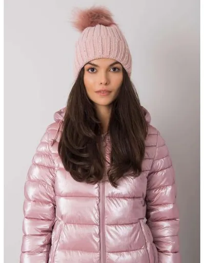 Dámská čepice zimní s aplikací světle růžová