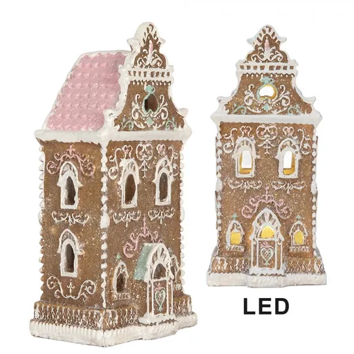 Perníkový LED domek Gingerbread Cotti - 9*7*18 cm Clayre & Eef