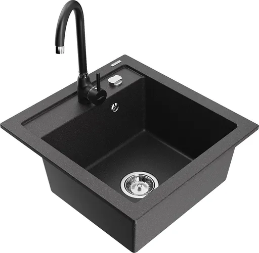 MEXEN/S Vito granitový dřez včetně baterie Telma, černá kropenatá 6503-76-670200-70