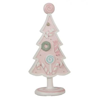 Pastelově růžová dekorace vánoční stromek Christmas Tree Pastello - 12*9*25 cm 6PR4219