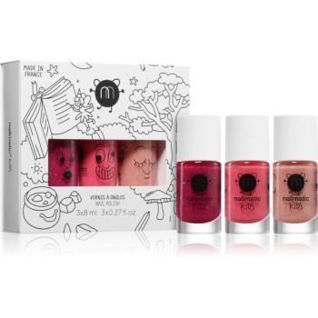 Nailmatic Kids Magic Forest 2 sada laků na nehty pro děti Sheepy, Kitty, Peachy 3x8 ml