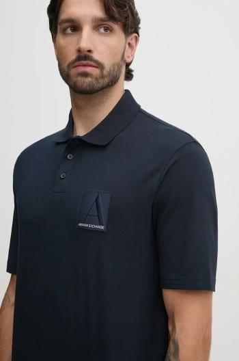 Polo tričko Armani Exchange tmavomodrá barva, s aplikací, 6DZFJA ZJXHZ