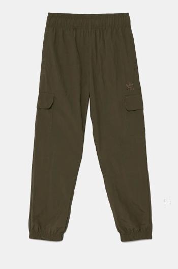 Dětské tepláky adidas Originals CARGO PANTS zelená barva, hladké, IX7619