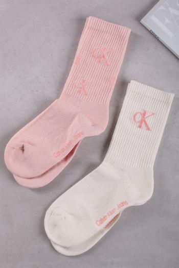 Smetanovo-růžové vzorované ponožky CKJ Women Sock 2P Runfree Logo - dvojbalení