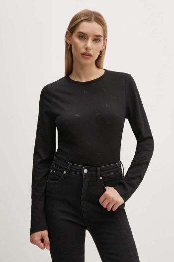 Tričko s dlouhým rukávem Calvin Klein Jeans černá barva, J20J223628