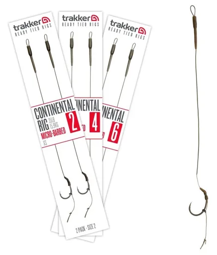 Trakker návazce continental ready rig barbed 35 lb 2 ks - velikost háčku 2
