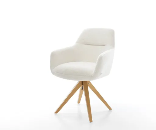 Jídelní židle Pejo-Flex bouclé měkký béžová dřevěná podnož