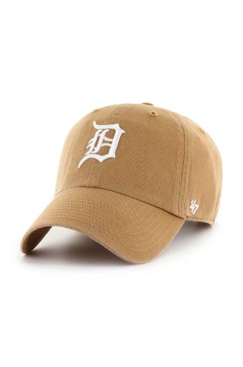 Bavlněná baseballová čepice 47brand MLB Detroit Tigers hnědá barva, s aplikací